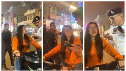 'ഞാന് ഷിഞ്ചിൻ യമരാജൻ പോലും തൊടില്ല'; ഹെൽമറ്റും നമ്പർ പ്ലേറ്റുമില്ലാതെ പോയ യുവതി ട്രാഫിക് പോലീസിനോട്, വീഡിയോ