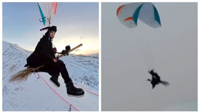 ആകാശത്ത് വട്ടമിട്ട് പറക്കുന്ന ബൂംസ്റ്റിക്കില് മന്ത്രവാദിനി; ഇത് നമ്മുടെ 'ഹലോ ദീദി'യല്ലേയെന്ന് ആരാധകർ, വീഡിയോ