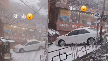 Shimla snowfall: Toyota sedan skids on Icy roads as tourists flood the city (WATCH)