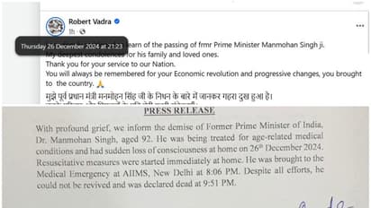 Robert Vadra's early post on ex-PM Manmohan Singh's death before AIIMS announcement leaves internet divided
