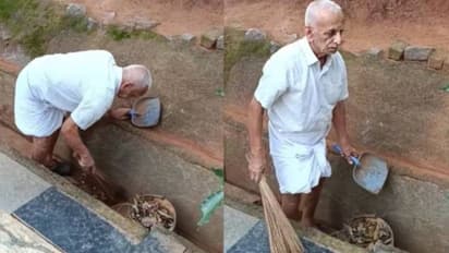വയസ് 83, വെറുതെയിരിക്കില്ല, നാട്ടുകാർക്ക് ഹീറോയാണ്, പരിസരം വൃത്തിയാക്കുകയാണ് സൂര്യനാരായൺ