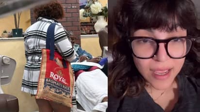 अमेरिकेत ट्रेंडिंग: बासमती राईस बॅगसह सलूनमध्ये युवती
