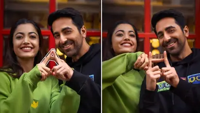 Ayushmann Khurrana-Rashmika Mandanna wish fans 'Thama-Kedar' holidays from Thama set [WATCH]