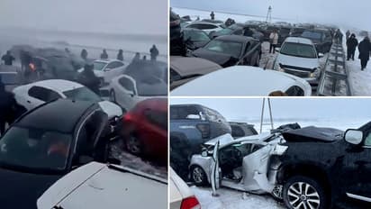 Dramatic crash in Kazakhstan as over 95 cars involved in massive pile up amid storm, poor visibility (WATCH)