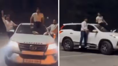 नोएडामध्ये फॉर्च्युनरवर स्टंट, ३३,००० रुपयांचा दंड