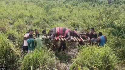 ഹീറോസ് തന്നെ, ഒന്നും നോക്കിയില്ല ഒത്തുപിടിച്ചു; 600 കിലോ ഭാരം, ചതുപ്പിൽവീണ കണ്ടാമൃഗത്തെ ചുമലിലേറ്റി ഉദ്യോഗസ്ഥർ