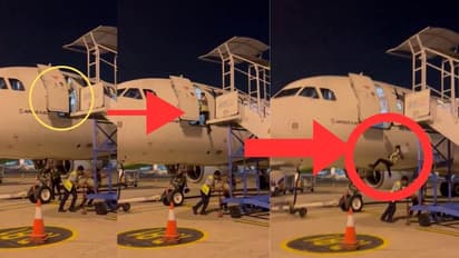 ವಿಮಾನದಿಂದ ಹೊರ ಬರೋವಷ್ಟರಲ್ಲಿಯೇ ಮೆಟ್ಟಿಲು ತೆಗೆದ್ರು; ಆಯತಪ್ಪಿ ಕೆಳಗೆ ಬಿದ್ದ ಏರ್‌ಪೋರ್ಟ್ ಸಿಬ್ಬಂದಿ