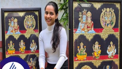 ವಾರೆ ವಾವ್! ಅದ್ಭುತವಾಗಿದೆ ಆಶಿಕಾ ರಂಗನಾಥ್ ಅಕ್ಕನ ಕೈಯಲ್ಲರಳಿದ ತಂಜಾವೂರು ಪೈಂಟಿಂಗ್