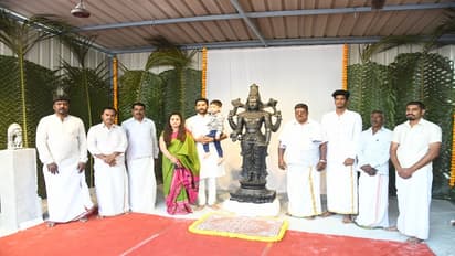 ಮೈಸೂರು: ಬಾಲರಾಮನನ್ನು ಕೆತ್ತಲು ಬಳಸಿದ್ದ ಸುತ್ತಿಗೆ, ಪೀಠ, ಚಾಣ ಪ್ರದರ್ಶನ