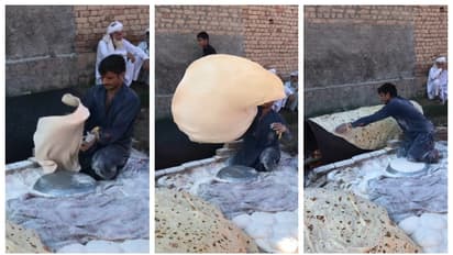 'പൊതപ്പ് പോലെയുണ്ട്'; വെറും കൈ കൊണ്ട് 12 അടിയുള്ള റൊട്ടിയുണ്ടാക്കുന്ന വീഡിയോ വൈറൽ