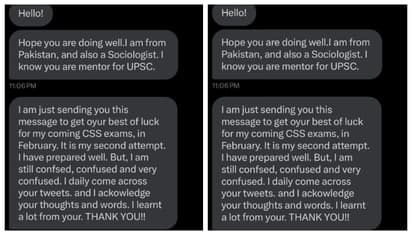 'നിങ്ങളിൽ നിന്ന് ഒരുപാട് പഠിച്ചു, നന്ദി'; ഇന്ത്യൻ യുപിഎസ്സി അധ്യാപകന് പാക് വിദ്യാർത്ഥി അയച്ച നന്ദിക്കുറിപ്പ്