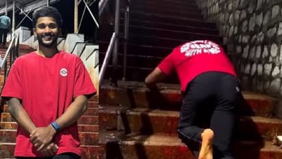 മുട്ടുകുത്തി തിരുപ്പതി ക്ഷേത്രത്തിന്റെ പടി കയറി നിതീഷ് കുമാര്‍ റെഡ്ഡി; ദര്‍ശനം നടത്തി -വീഡിയോ