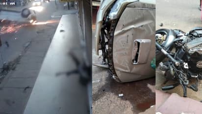 കാറുകൾ തമ്മിൽ കൂട്ടിയിടിച്ചു, ബൈക്ക് യാത്രക്കാരനെ ഇടിച്ചുതെറുപ്പിച്ചു, കുഞ്ഞ് ഉള്പ്പെടെ 8 പേർക്ക് പരിക്ക്