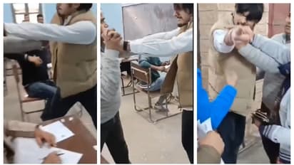 പരീക്ഷയ്ക്ക് കോപ്പി അടിച്ച് പിടിച്ചു, അധ്യാപകനെ പരീക്ഷാ ഹാളിലിട്ട് തല്ലി വിദ്യാര്ത്ഥി; വീഡിയോ വൈറൽ