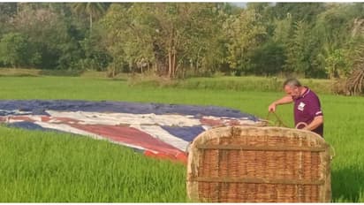 പട്ടഞ്ചേരിയിൽ ആകാശത്ത് കൂറ്റനൊരു ബലൂൺ; കനത്ത കാറ്റിൽ 3 പേരുമായി ദിശ തെറ്റി പറന്നു, ഒടുവിൽ സുരക്ഷിത ലാൻഡിംഗ്