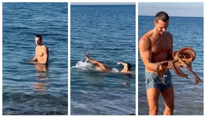 'ഞാനാണെങ്കിൽ അവിടെ തീര്ന്നേനെ'; കടല്ക്കുളിക്കിടെ കാലില് പിടിച്ച് വലിച്ച ജീവിയെ കണ്ട് ഭയന്ന് സോഷ്യല് മീഡിയ