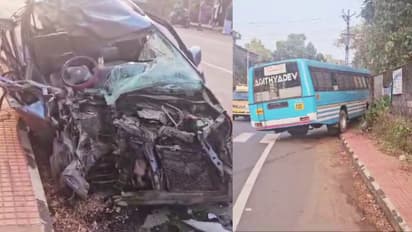 കൊല്ലത്ത് സ്വകാര്യ ബസും കാറും കൂട്ടിയിടിച്ചു, നിയന്ത്രണം വിട്ട ബസ് മതിലിലേക്ക് ഇടിച്ചുകയറി, 3 പേർക്ക് പരിക്ക്