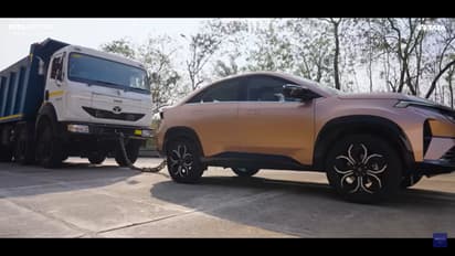 Watch | ಏಕಕಾಲದಲ್ಲಿ 14000 ಕೆಜಿ ತೂಕದ ಮೂರು ಟ್ರಕ್ಗಳನ್ನು ಎಳೆದ TATA curvv, ವಿಡಿಯೋ ವೈರಲ್!