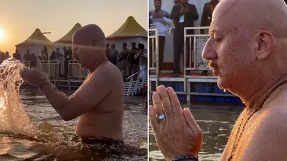Anupam Kher takes holy dip at Triveni Sangam, calls it 'life-changing' experience [WATCH]