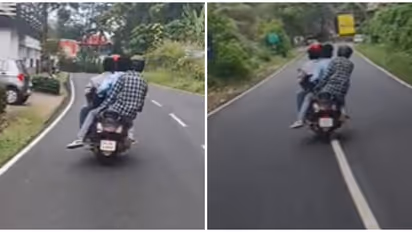 കാണുന്നവർക്ക് പോലും പേടിയായി പോകും, മൈലപ്രയിൽ സ്കൂട്ടറിൽ നാല് യുവാക്കളുടെ അപകടയാത്ര; എംവിഡി അന്വേഷണം തുടങ്ങി