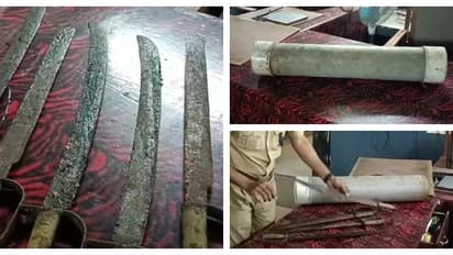 കളിസ്ഥലമൊരുക്കാൻ കുട്ടികള്‍ മൈതാനം കിളച്ചു, തൂമ്പ തട്ടിയത് പിവിസി പൈപ്പിൽ; അകത്ത് 5 വടിവാൾ; പൊലീസ് അന്വേഷണം