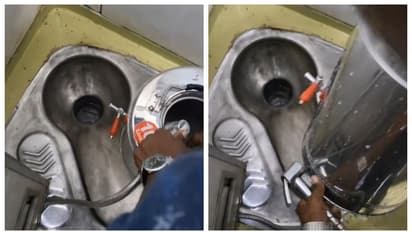 ട്രെയിൻ ശുചിമുറിയിൽ ചായ കണ്ടെയ്‌നർ കഴുകി കച്ചവടക്കാരൻ; രോഷാകുലരായി നെറ്റിസൺസ്, വീഡിയോ വൈറൽ 