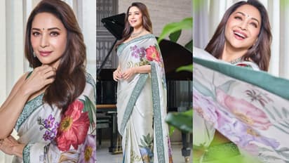 സാറ്റിന്‍ സില്‍ക് സാരിയില്‍ മനോഹരിയായി മാധുരി ദീക്ഷിത്; ചിത്രങ്ങള്‍ വൈറല്‍