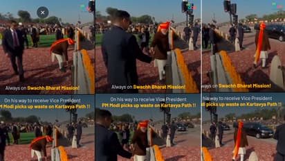 ಉಪರಾಷ್ಟ್ರಪತಿ ಸ್ವಾಗತಿಸುವ ದಾರಿಯಲ್ಲಿ ಬಿದ್ದಿದ್ದ ಕಸ ಹೆಕ್ಕಿದ ಪ್ರಧಾನಿ ಮೋದಿ, ವಿಡಿಯೋ!