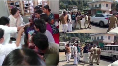 പഞ്ചാരക്കൊല്ലിയിലെ രാധയുടെ വീട് സന്ദർശിച്ച് പ്രിയങ്ക; എംപി എത്താൻ വൈകിയതിൽ പ്രതിഷേധം, കരിങ്കൊടി കാണിച്ചു