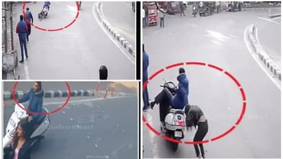 Caught on camera: Woman dragged on road after snatcher tries to steal her phone in Ludhiana (WATCH)