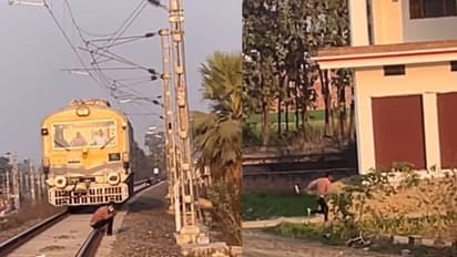 എത്ര കണ്ടാലും കൊണ്ടാലും പഠിക്കൂലേ മനുഷ്യർ, ട്രാക്കിലിരുന്ന് ഫോൺവിളി, ട്രെയിൻ നിർത്തി ചാടിയിറങ്ങി ഡ്രൈവർ