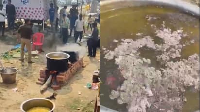 UP cop suspended after viral video shows soil dumped in Bhandara food vessel; WATCH