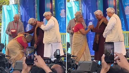Jaipur Literature Festival: Rajya Sabha MP Sudha Murty touches Javed Akhtar's feet; video goes viral (WATCH)