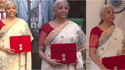 നിർമല ധരിച്ചത് ഓഫ് വൈറ്റ് സാരിയും റെഡ് ബ്ലൗസും; മധുബനി ചിത്രകലയിൽ സാരി, തയ്യാറാക്കിയത് പത്മശ്രീ ജേതാവ് ദുലാരി