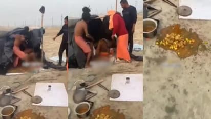 On camera, enraged Baba kicks, thrashes man for eating Non-veg at Maha Kumbh Mela (WATCH)