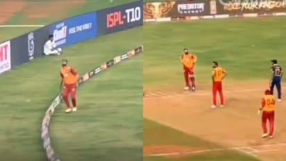 ISPL 2025: KVN Bangalore Strikers fielder's effort ends up in big blunder vs Falcon Risers Hyderabad (WATCH)