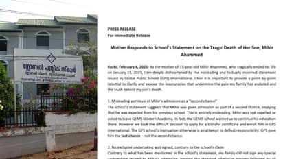 'മരിച്ചിട്ടും വെറുതെ വിടുന്നില്ല'; സ്കൂളിന്റെ വിശദീകരണ കത്തിനെതിരെ മറുപടിയുമായി മിഹിറിന്റെ അമ്മ
