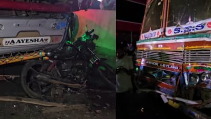 ദേശീയപാതയിൽ നിയന്ത്രണം വിട്ട ലോറി ബൈക്കിലും മറ്റൊരു ലോറിയിലും ഇടിച്ചു; രണ്ടു പേര്ക്ക് ദാരുണാന്ത്യം