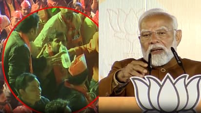 ಕಾರ್ಯಕರ್ತ ಅಸ್ವಸ್ಥಗೊಳ್ಳುತ್ತಿದ್ದಂತೆ ಭಾಷಣ ನಿಲ್ಲಿಸಿ ವೈದ್ಯಕೀಯ ನೆರವಿಗೆ ಸೂಚಿಸಿದ ಮೋದಿ