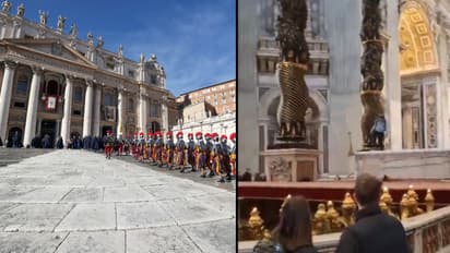 സെന്റ് പീറ്റേഴ്സ് ബസിലിക്കയിൽ അൾത്താരയിൽ കയറി വിളക്കുകാലുകൾ നശിപ്പിച്ച് യുവാവ്