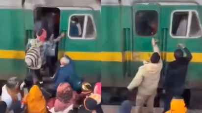 ತುಂಬಿ ತುಳುಕಿದ ಕುಂಭ ಮೇಳದ ರೈಲು: ಲೋಕೋ ಪೈಲಟ್ ಇರುವ ಜಾಗಕ್ಕೂ ನುಗ್ಗಿದ ಜನ