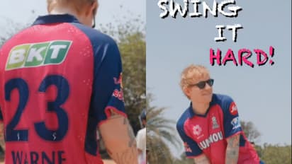 Ed Sheeran plays cricket with Riyan Parag, Tushar Deshpande in RR jersey featuring Shane Warne's name (WATCH)