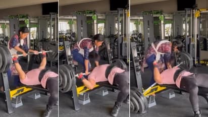 Man nearly choked by 165kg barbell, wife saves him as ego lifting goes horribly wrong; WATCH viral video