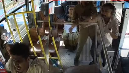 കണ്ടക്ടർ ഓടിക്കയറി അടുത്ത ബസിലെ ഡ്രൈവറെ തല്ലി; അപ്രതീക്ഷിതമായി ബസ് മുന്നോട്ട് നീങ്ങി, ബസിന്റെ ചില്ല് തകർന്നു