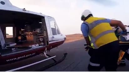 ബൈക്കപകടത്തിൽ തലയ്ക്ക് ഗുരുതര പരിക്കേറ്റ സ്ത്രീയെ ഹെലികോപ്റ്ററിൽ ആശുപത്രിയിലെത്തിച്ചു