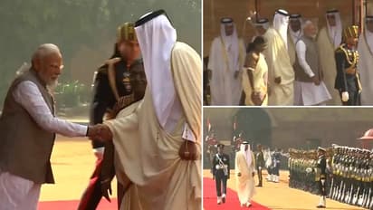 Emir of Qatar receives ceremonial welcome at Rashtrapati Bhavan, stage set for meeting with PM Modi (WATCH)