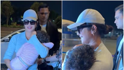 Priyanka Chopra protects daughter Malti Marie from paps as she flies out of Mumbai [WATCH]