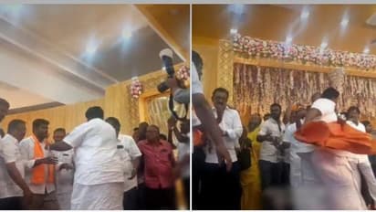 அண்ணாமலைக்கு சால்வை போட முயன்ற நிர்வாகி.! தடுத்து தூக்கி எரிந்த கே.பி.ராமலிங்கம்-  பாஜக ஷாக்