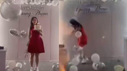 ഞെട്ടിക്കുന്ന ദൃശ്യങ്ങൾ; പിറന്നാൾ ആഘോഷം, അപ്രതീക്ഷിതമായി ബലൂൺ പൊട്ടിത്തെറിച്ചു, യുവതിക്ക് മുഖത്തിന് പൊള്ളൽ