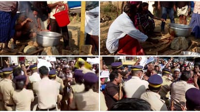 ഉരുൾപൊട്ടൽ ദുരന്ത ബാധിതരുടെ കുടിൽക്കെട്ടി സമരം തടഞ്ഞ് പൊലീസ്; ദുരന്തഭൂമിയില് പ്രതിഷേധം, സംഘര്ഷം